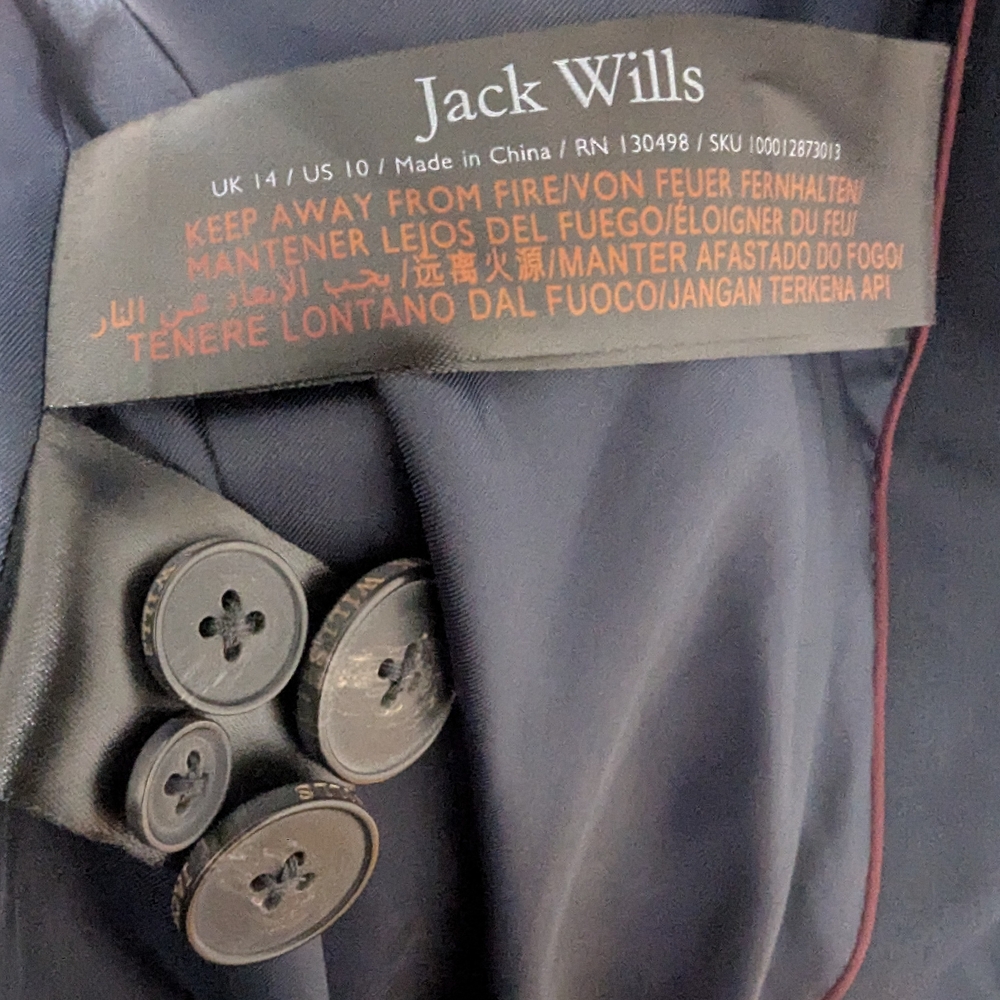 Jack Wills Navy Blue Trench Coat - Picture 4 of 5